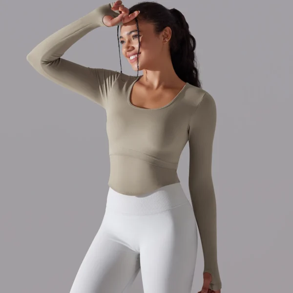 Seamless Ribbed Performance Crop | Long Sleeve Training Top with Integrated Support System - Image 34