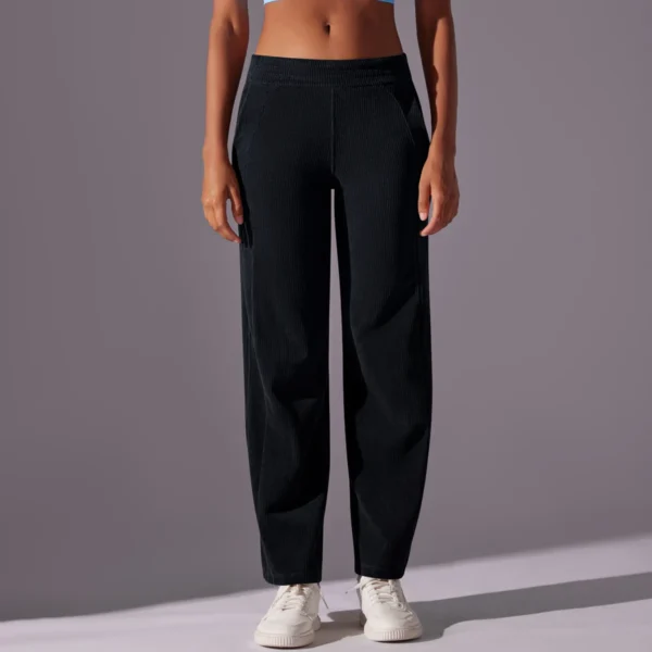 Thermal Luxe Corduroy Straight-Leg Pants | High-Waist Performance Lounge Pants with Functional Pockets - Image 7