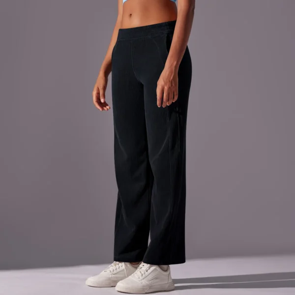 Thermal Luxe Corduroy Straight-Leg Pants | High-Waist Performance Lounge Pants with Functional Pockets - Image 8