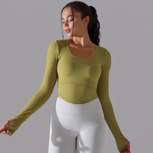Seamless Ribbed Performance Crop | Long Sleeve Training Top with Integrated Support System - Image 35