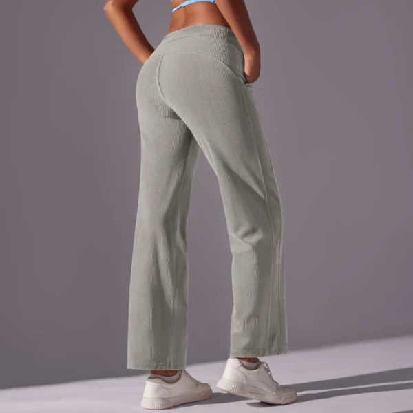 Thermal Luxe Corduroy Straight-Leg Pants | High-Waist Performance Lounge Pants with Functional Pockets - Image 3