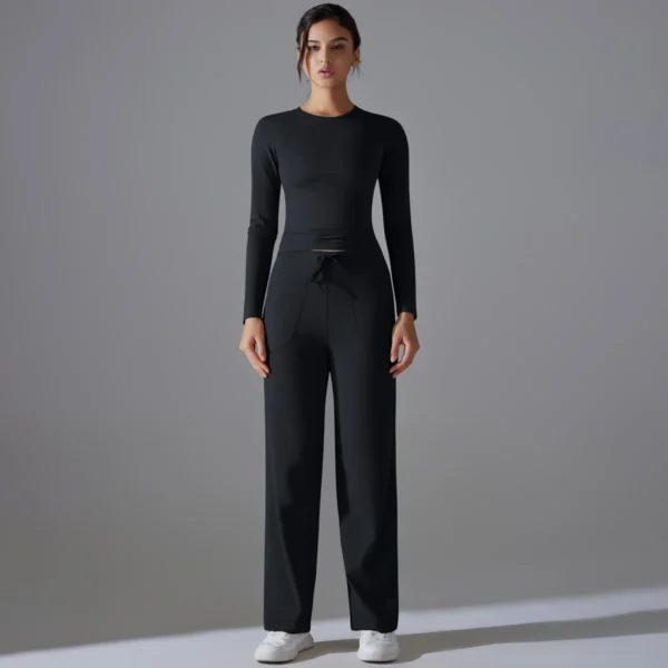 Harmony Two-Piece Athletic System | Premium Long Sleeve Performance Set with High-Waist Leggings & Functional Pockets - Image 7