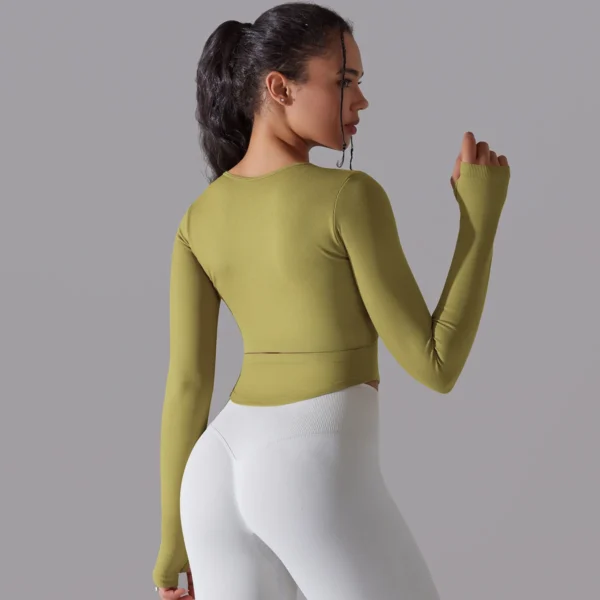 Seamless Ribbed Performance Crop | Long Sleeve Training Top with Integrated Support System - Image 36