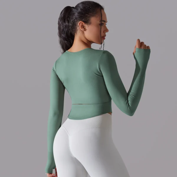 Seamless Ribbed Performance Crop | Long Sleeve Training Top with Integrated Support System - Image 26