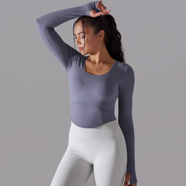 Seamless Ribbed Performance Crop | Long Sleeve Training Top with Integrated Support System - Image 39