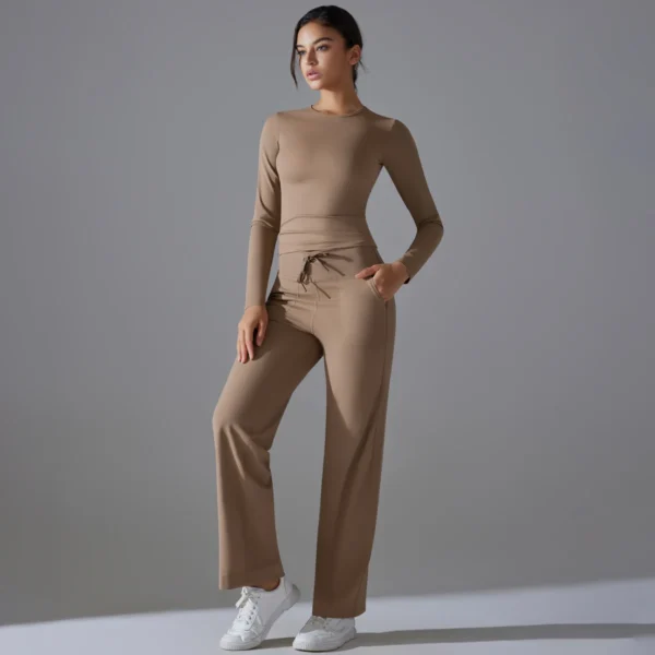 Harmony Two-Piece Athletic System | Premium Long Sleeve Performance Set with High-Waist Leggings & Functional Pockets - Image 13