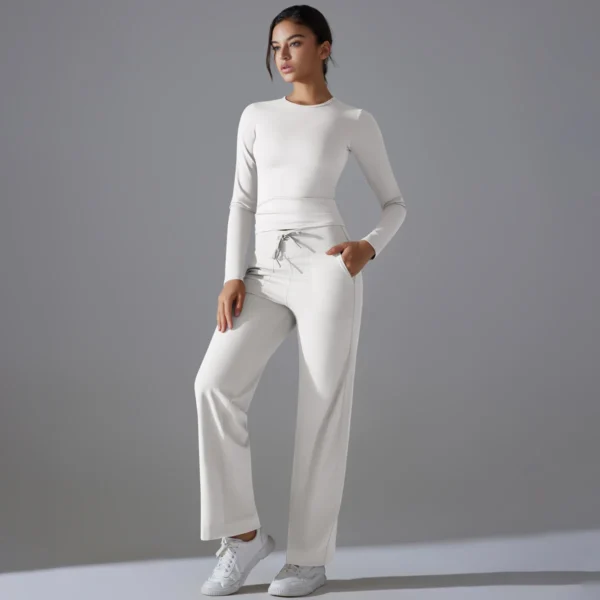 Harmony Two-Piece Athletic System | Premium Long Sleeve Performance Set with High-Waist Leggings & Functional Pockets - Image 2