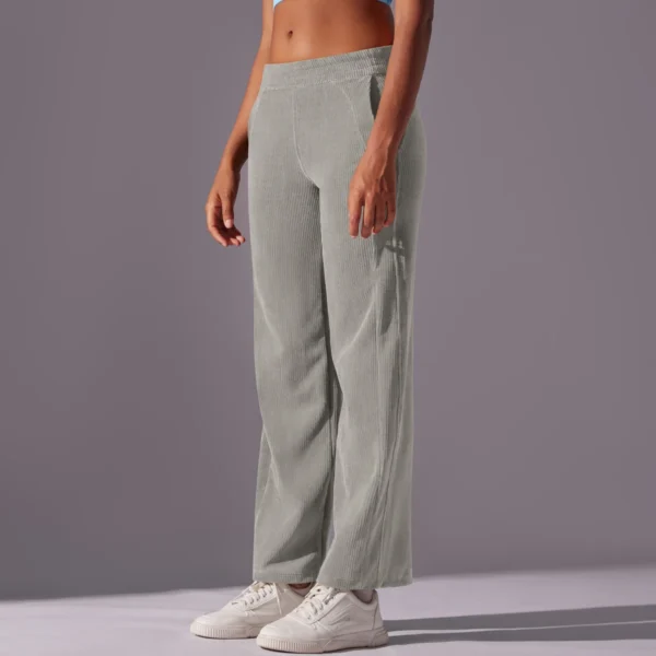 Thermal Luxe Corduroy Straight-Leg Pants | High-Waist Performance Lounge Pants with Functional Pockets - Image 11