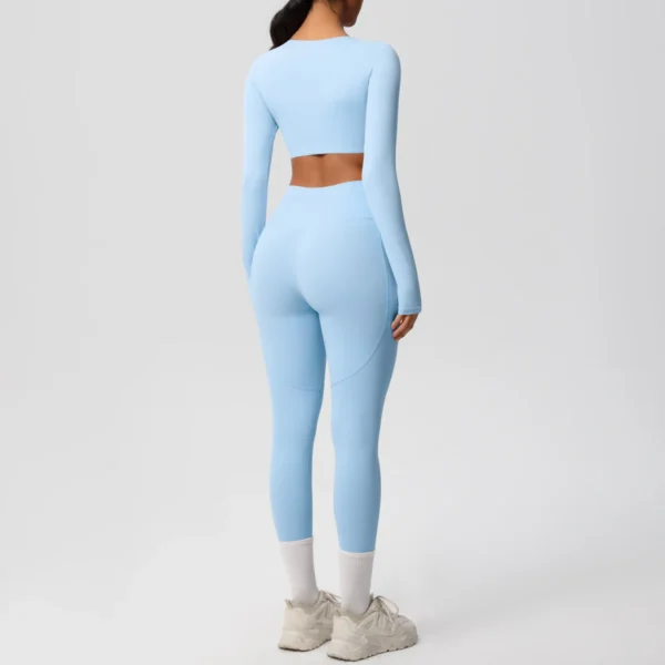 Premium Essentials Two-Piece Fitness Set | Long Sleeve Crop Top & High-Waist Pocket Leggings System - Image 23