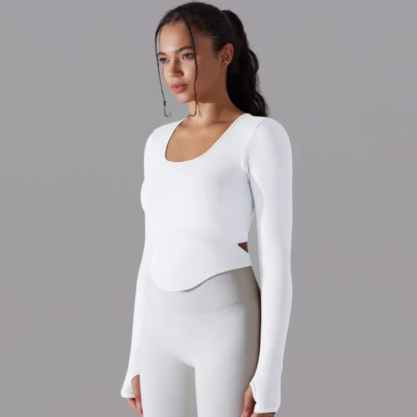 Seamless Ribbed Performance Crop | Long Sleeve Training Top with Integrated Support System - Image 28