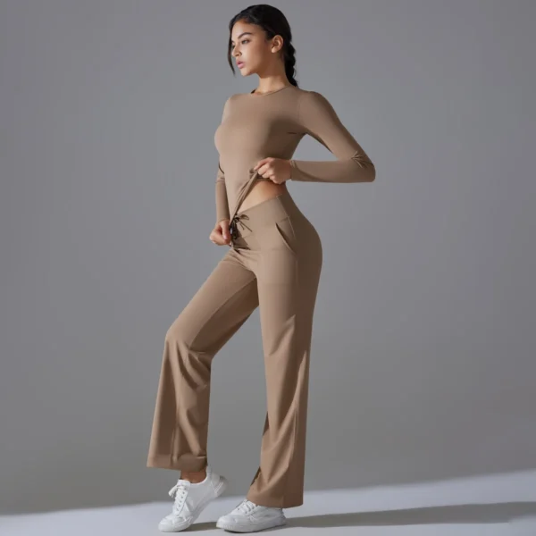 Harmony Two-Piece Athletic System | Premium Long Sleeve Performance Set with High-Waist Leggings & Functional Pockets - Image 15
