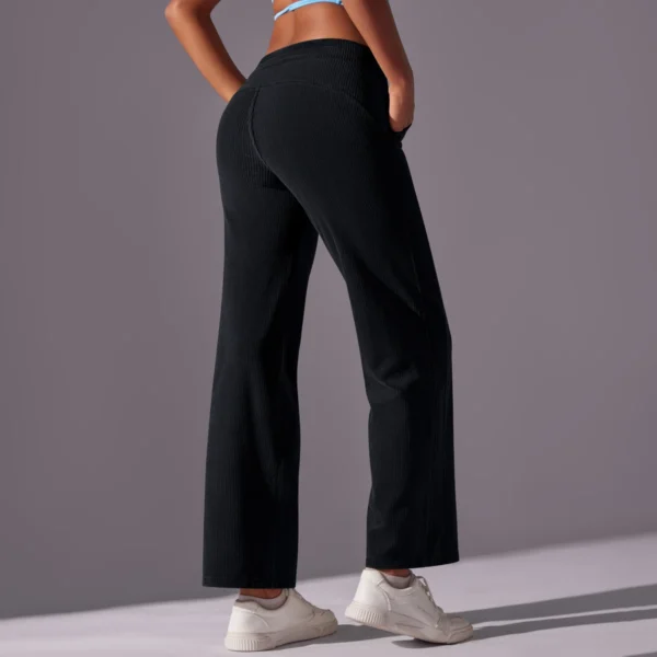 Thermal Luxe Corduroy Straight-Leg Pants | High-Waist Performance Lounge Pants with Functional Pockets - Image 10