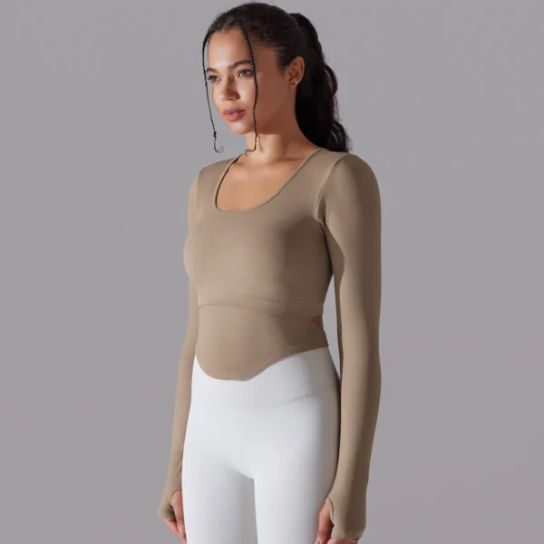Seamless Ribbed Performance Crop | Long Sleeve Training Top with Integrated Support System - Image 23