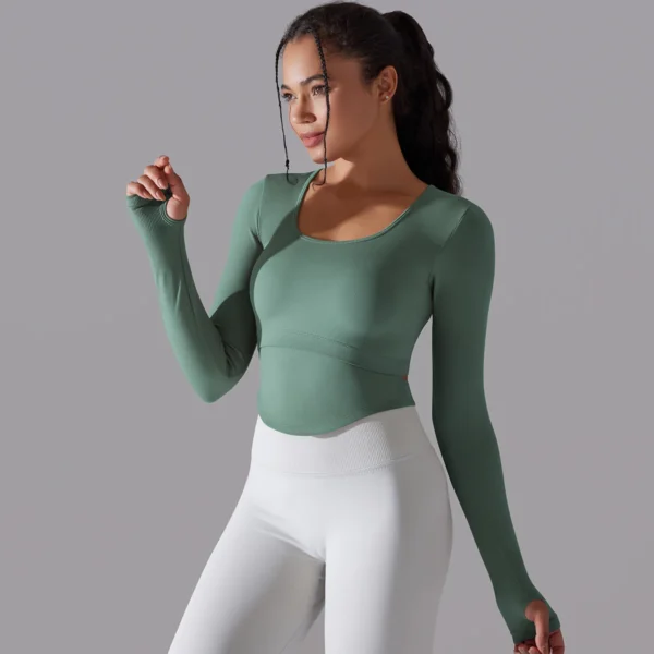 Seamless Ribbed Performance Crop | Long Sleeve Training Top with Integrated Support System - Image 25