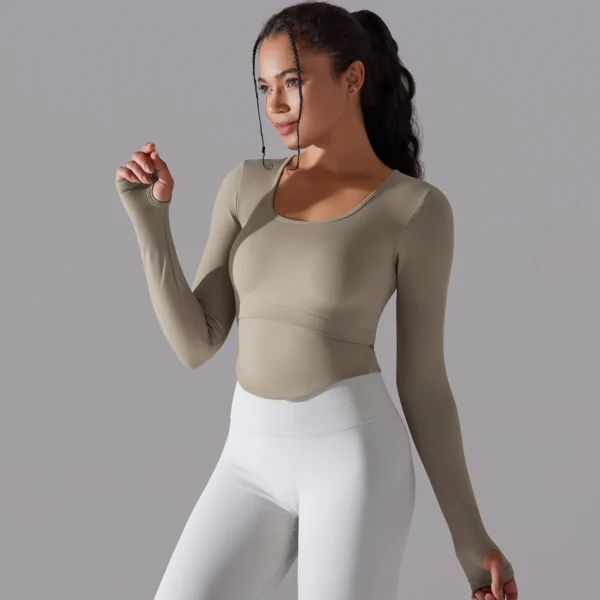 Seamless Ribbed Performance Crop | Long Sleeve Training Top with Integrated Support System - Image 33