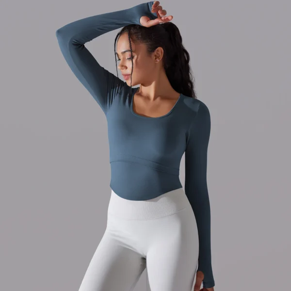Seamless Ribbed Performance Crop | Long Sleeve Training Top with Integrated Support System - Image 30