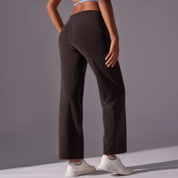 Thermal Luxe Corduroy Straight-Leg Pants | High-Waist Performance Lounge Pants with Functional Pockets - Image 6