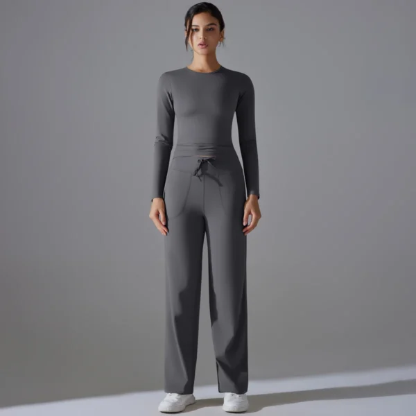 Harmony Two-Piece Athletic System | Premium Long Sleeve Performance Set with High-Waist Leggings & Functional Pockets - Image 4
